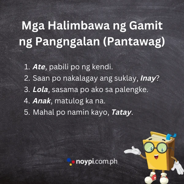Mga Halimbawa ng Gamit ng Pangngalan (Pantawag)